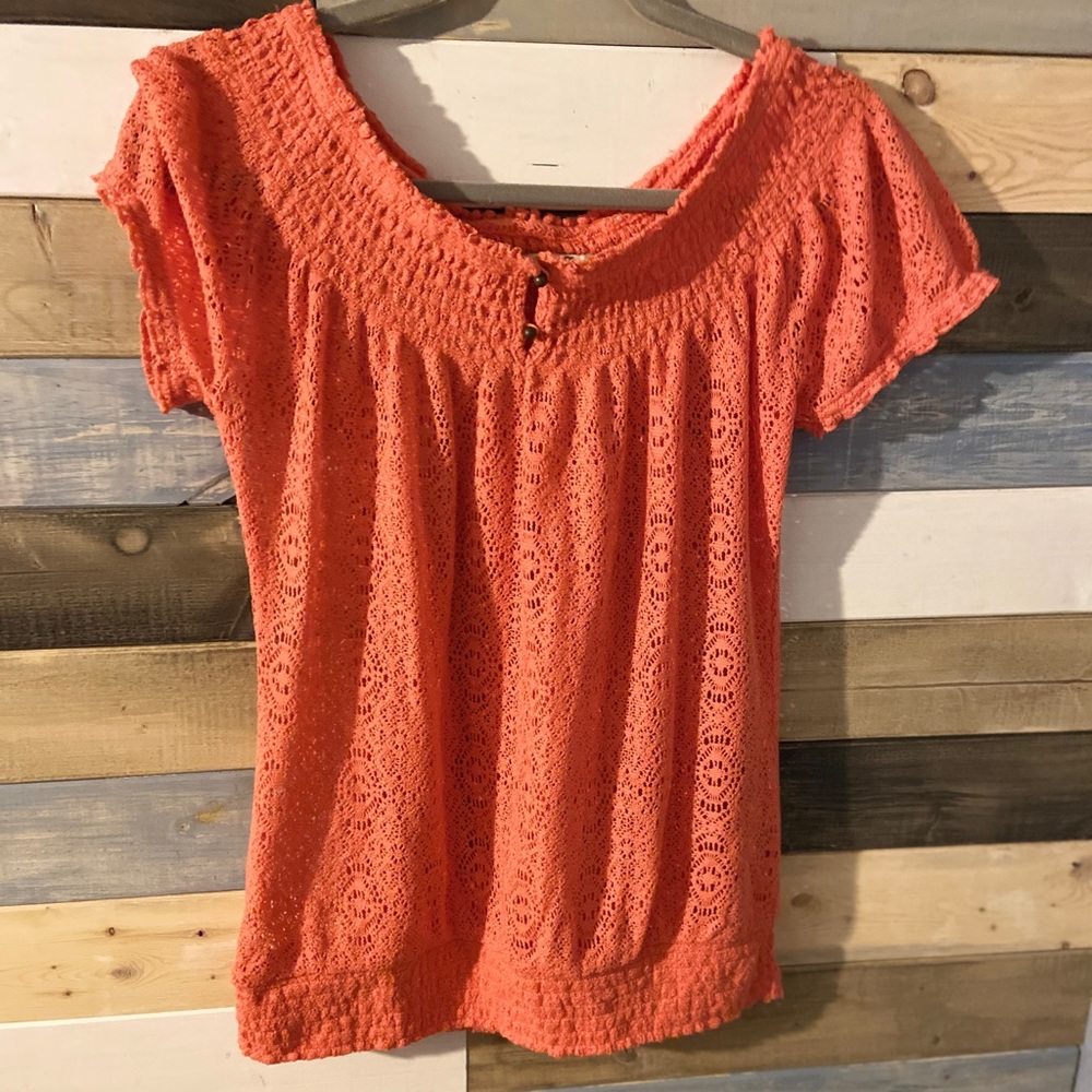 Lucky Brand Medium orange shortsleeved sweater.